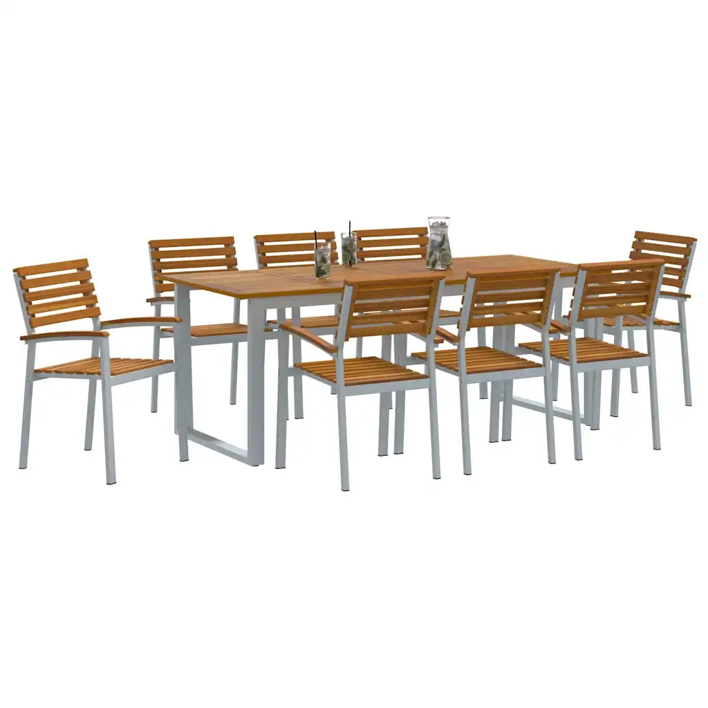 Set da Pranzo per Giardino 9 pcs Grigio 3284350