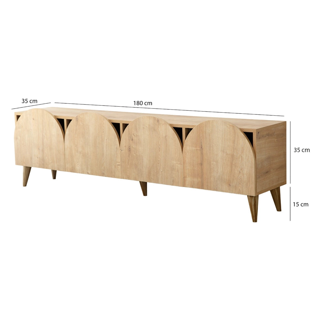 Visco, Mobile Porta tv 4 Vani, 180x35x50h cm Marrone Rovere