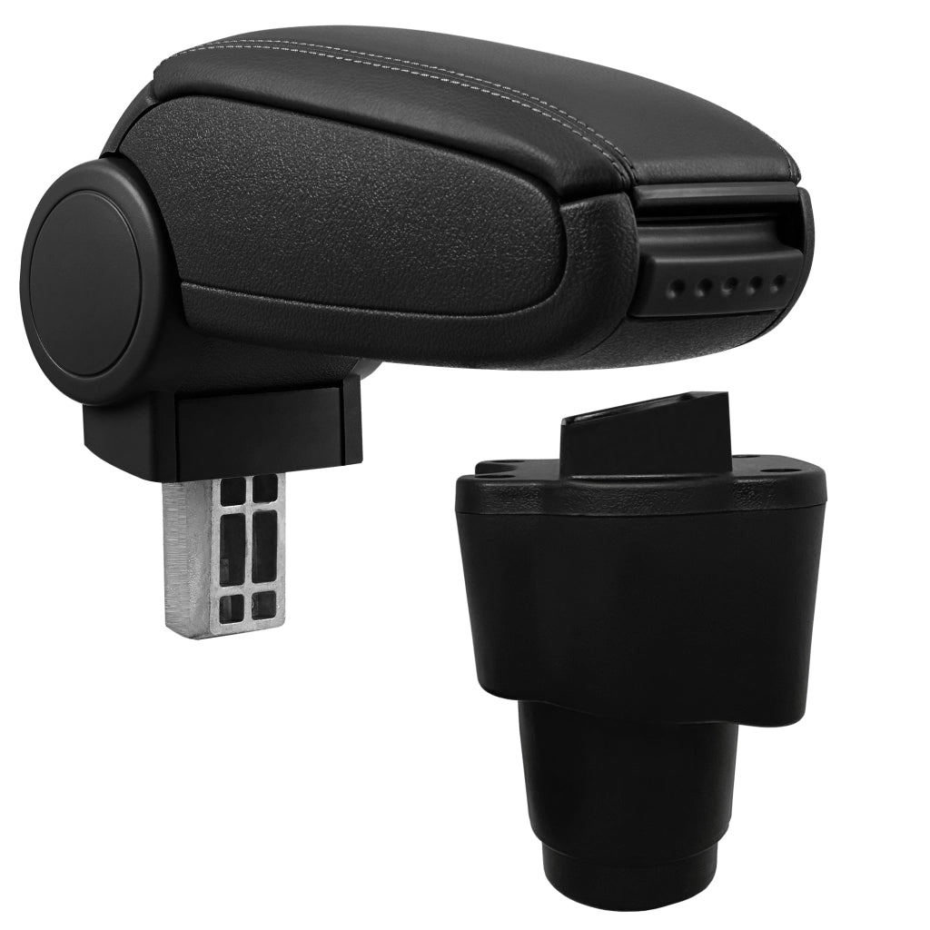 Bracciolo Centrale con Vano Portaoggetti per Auto Poggiabraccio per Automobile Specificata in Marca - Rivestimento in Similpelle - Nero - Dacia Sandero II