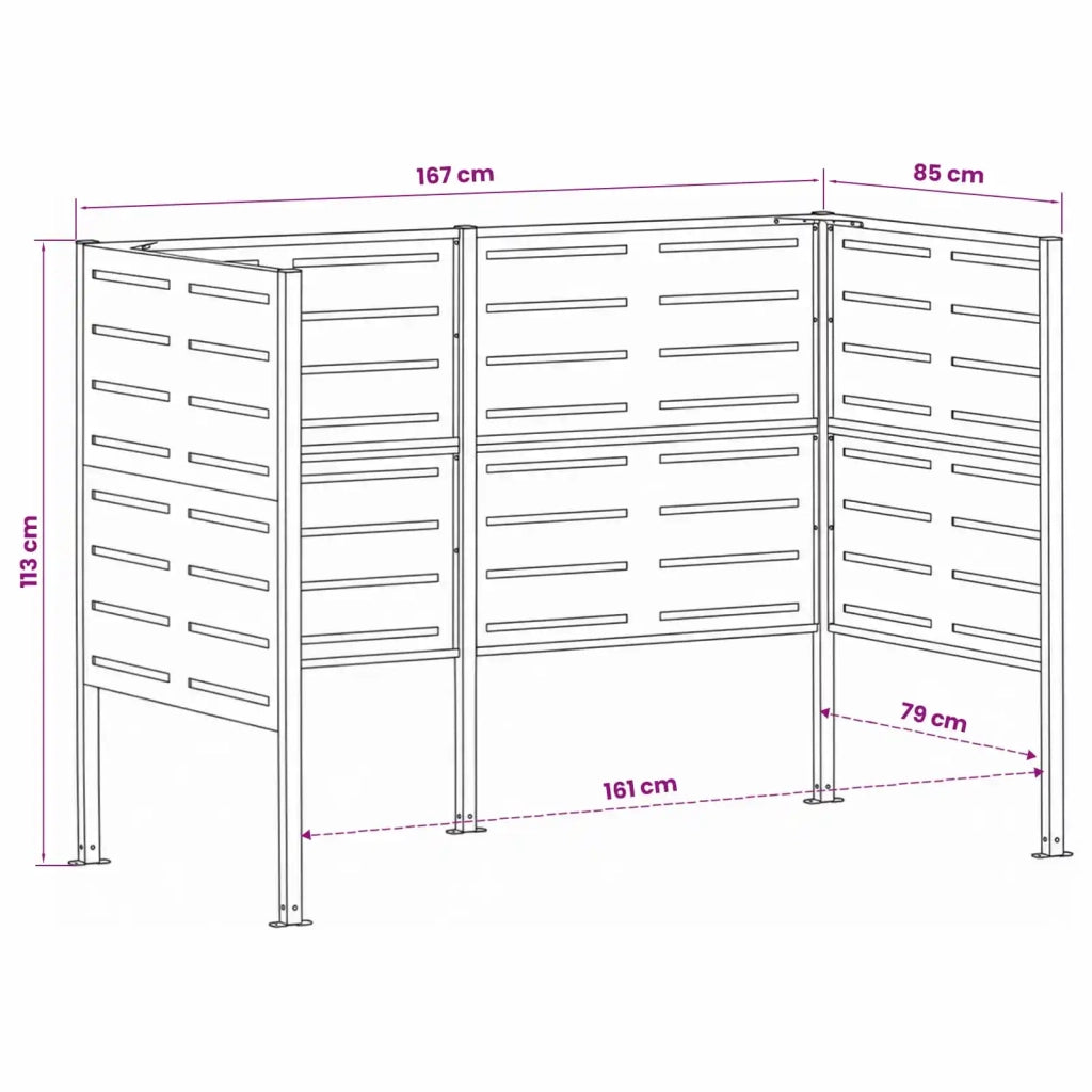 Schermo per bidone della spazzatura 167 x 85 x 113 cm Acciaio 8013433