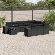 Set Divani da Giardino 11 pz con Cuscini in Polyrattan Nero 3255462