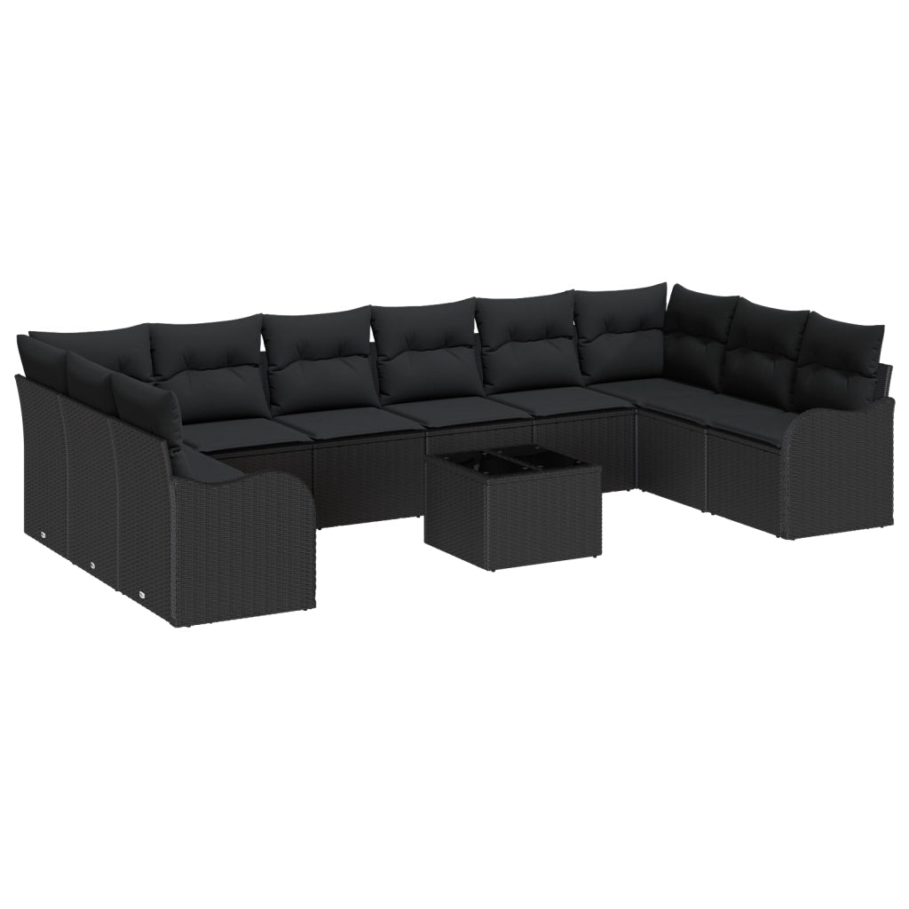 Set da Giardino  con 11 Pezzi e Cuscini Beige in Polyrattan