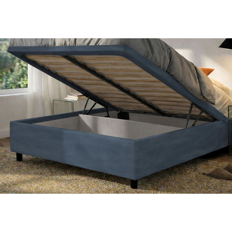 Letto imbottito Letto Matrimoniale alla Francese 140x200 cm Square - Contenitore,Microfibra,Blu