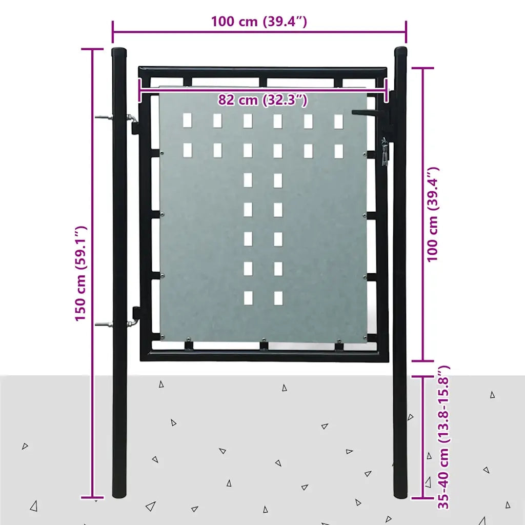 Cancello per Recinzione a una Porta Nero 100x100 cm CFW1807282