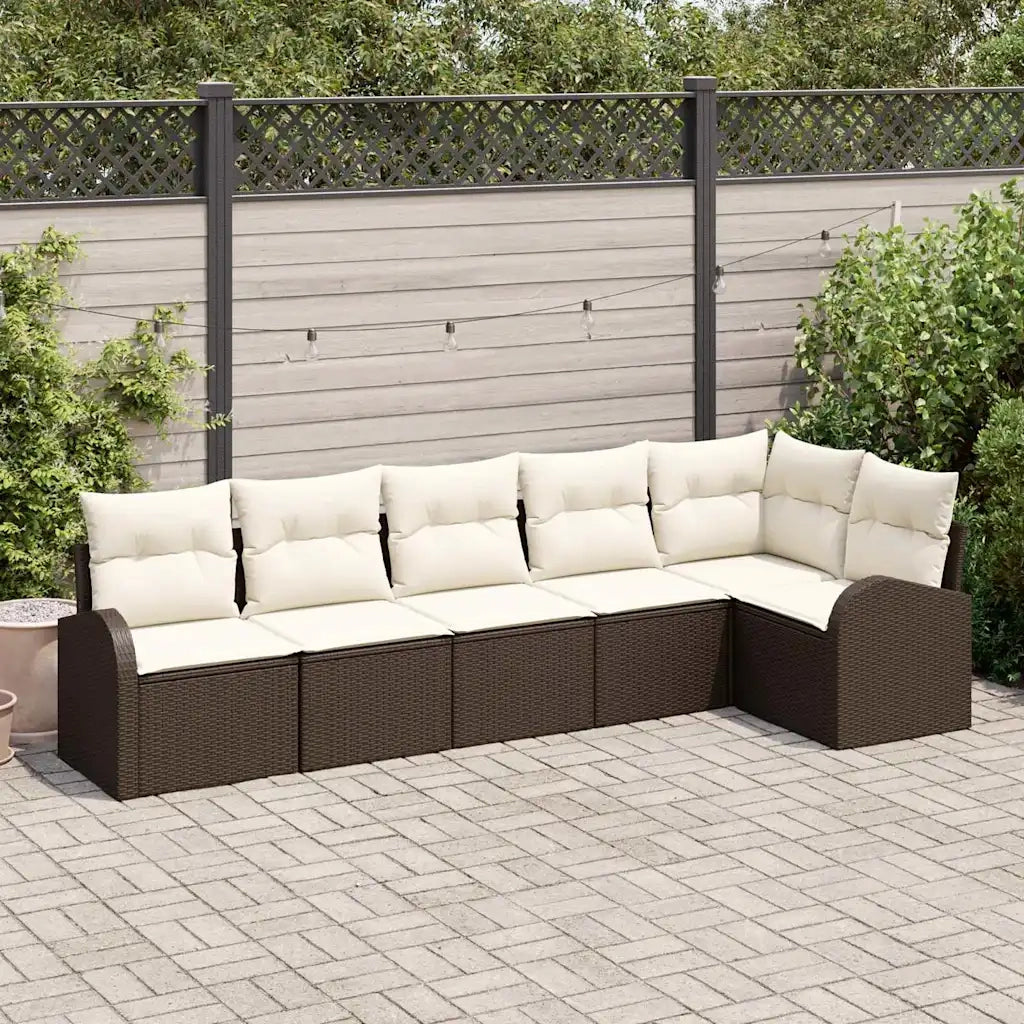 Set Divano da Giardino 6 pcs Marrone e bianco polyrattan 3354727