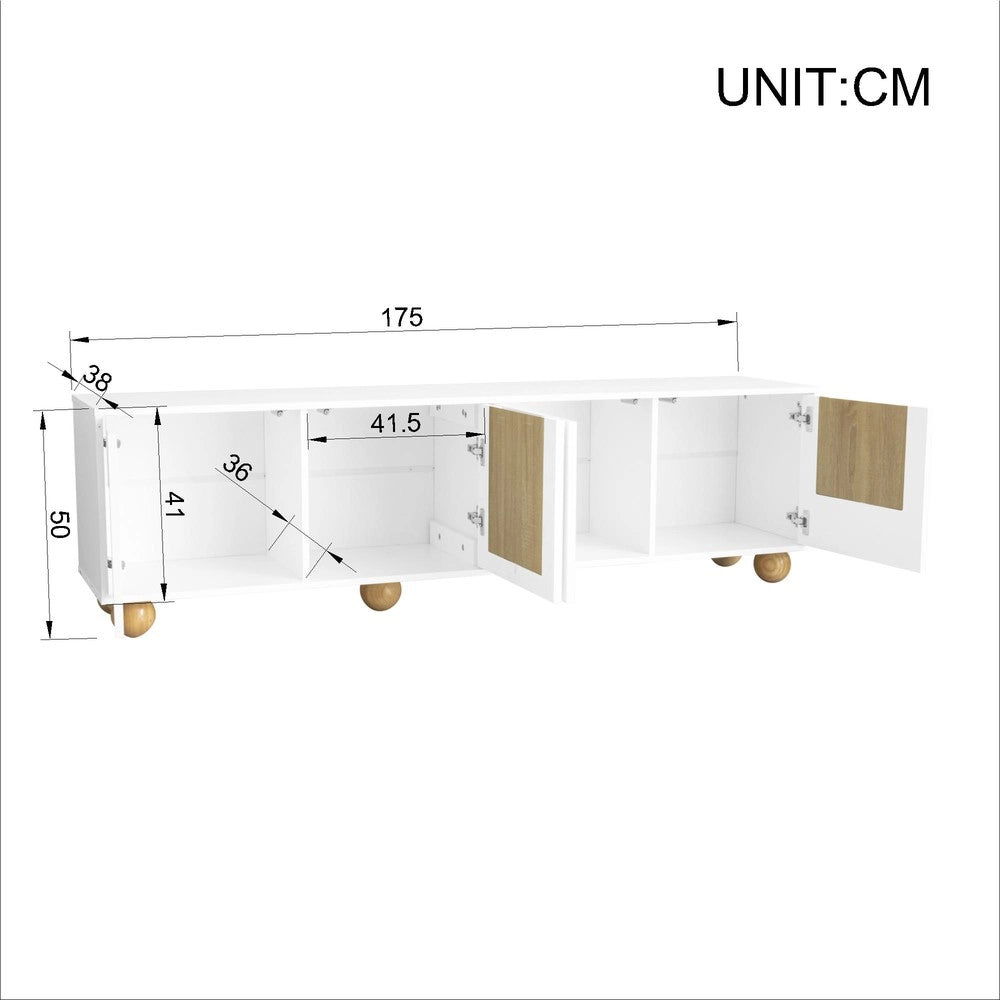 Mobile TV 4 Ante Vintage ¨C Xylo ¨C Legno, 175x38x50 cm