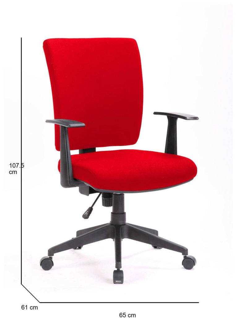 Sedia da ufficio Eulalia, Poltrona direzionale con braccioli, Seduta ergonomica da ufficio, 61x65h98/108 cm, Rosso