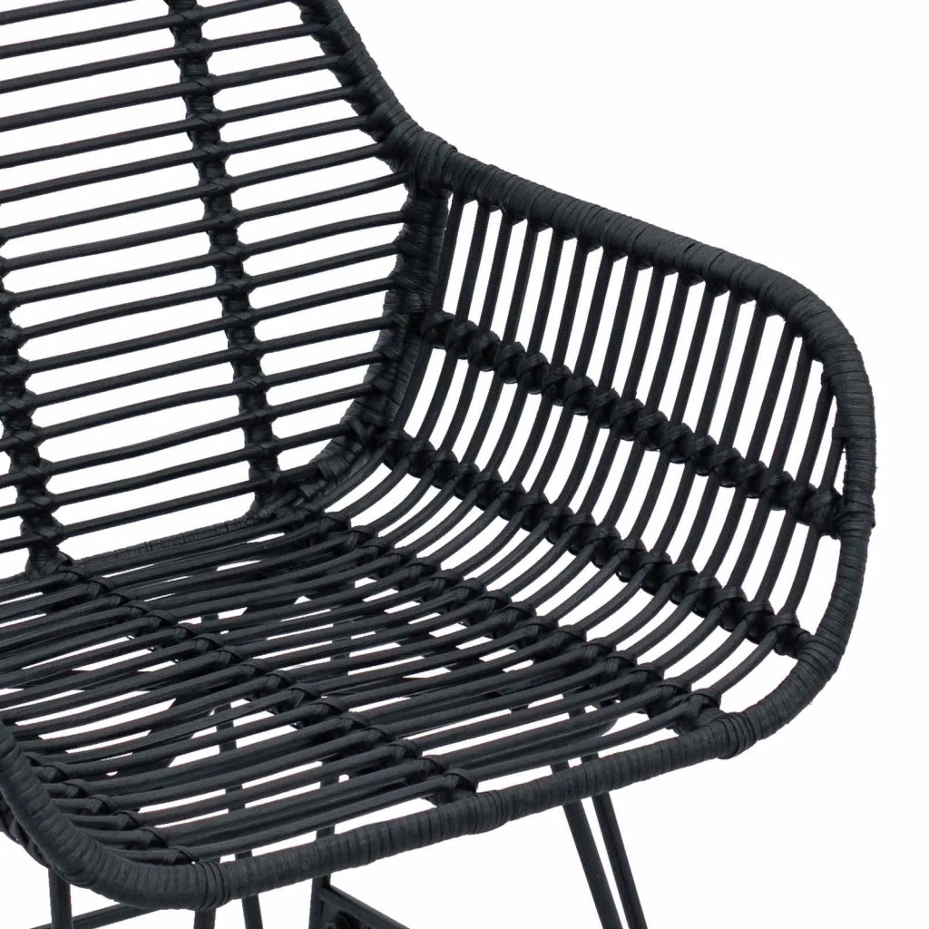 Sedia da pranzo 2 pcs Rattan e Ferro Nero 55 x 50 x 74 cm
