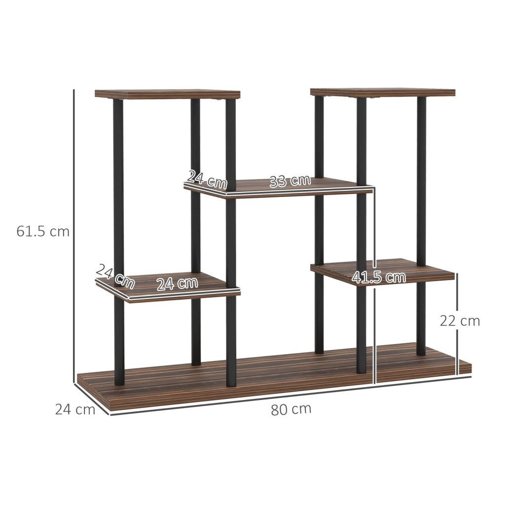 Portapiante a 4 livelli in legno di abete e metallo, 80x24x61,5 cm, colore antracite