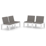 Panchine da Giardino | Panca da Giardino con Cuscini 2 pz in Plastica Bianche
