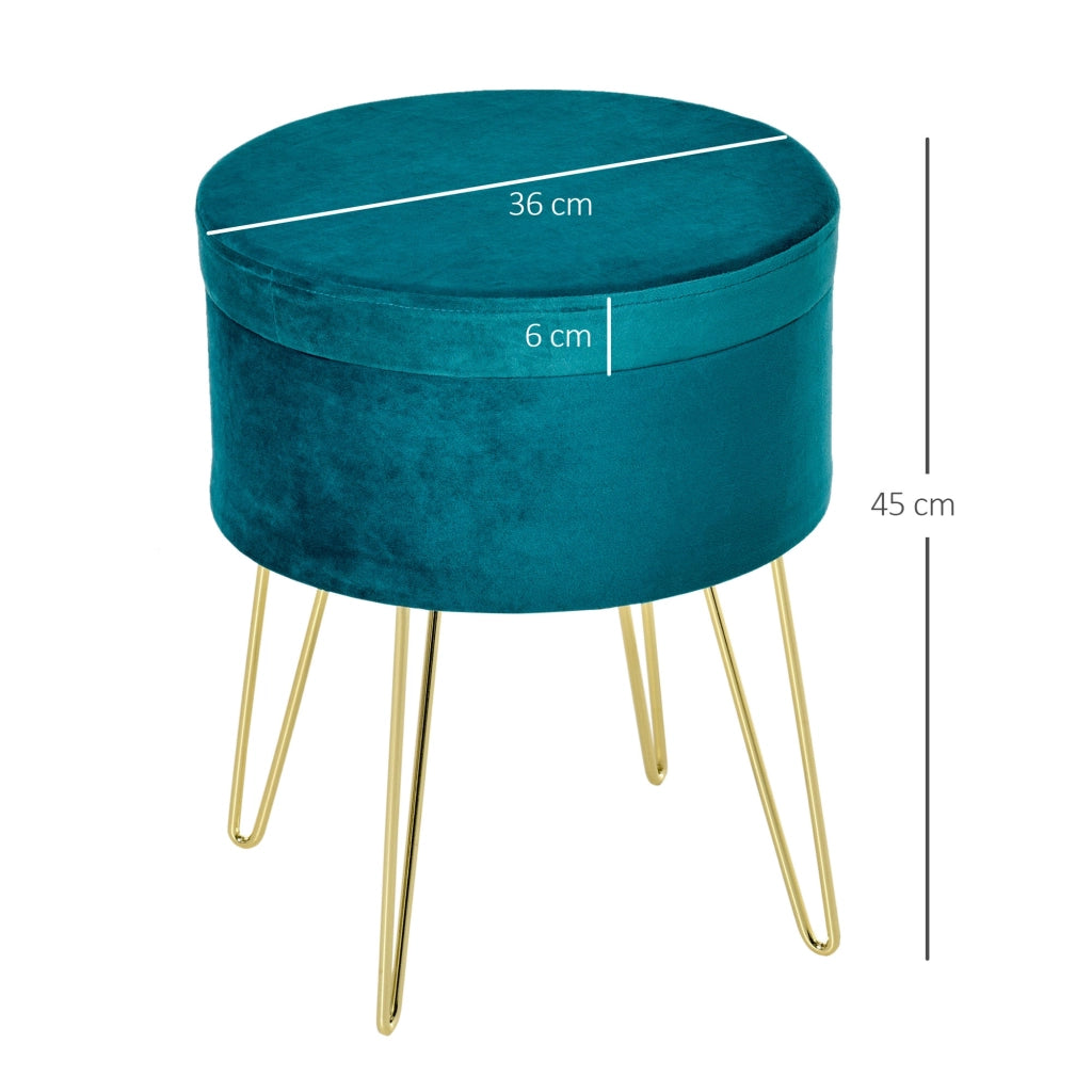 Pouf Poggiapiedi Ø36x45 cm in Velluto  Verde