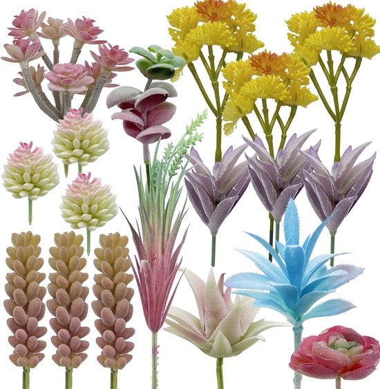 18 pezzi di piante artificiali, piante di fiori artificiali non trattate, piante artificiali miste per decorazioni in casa e giardini interni