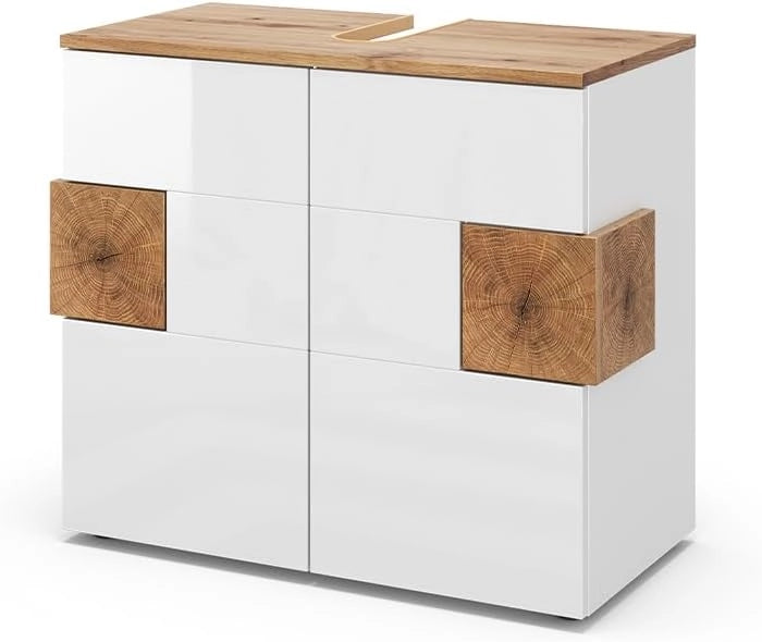 Set mobili bagno Eden, Verde, 73 cm, composto da specchio da bagno e mobile sottolavabo