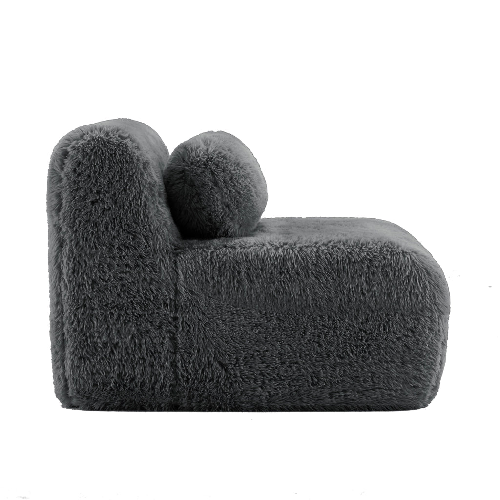 DIVANO Modulare Senza Braccioli 2-4 Posti Tessuto Peluche Grigio