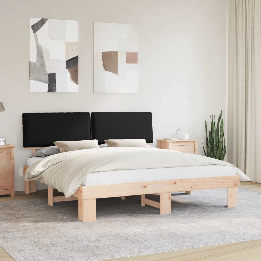 Letto con Testiera Rivestita Nero 180 x 200 cm Pino massello 3398071