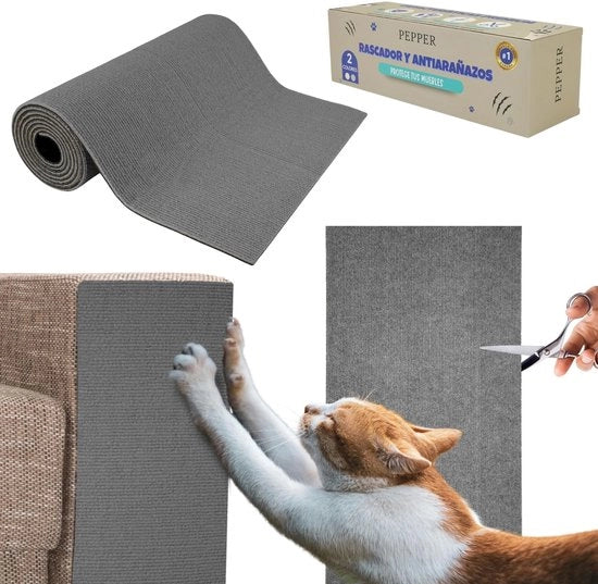 Matrice anti-scroscio per cani, 40 x 200 cm, Protezione per divani, Protezione contro graffi di cani, Ideale per la prevenzione di graffi sui divani e i mobili, Matrice anti-scroscio con adesivo self-adesivo, Grigio