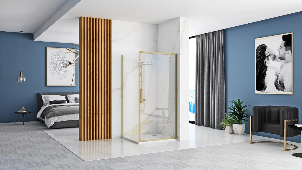 Cabina Doccia Rea Rapid Swing Brush Gold 100x80