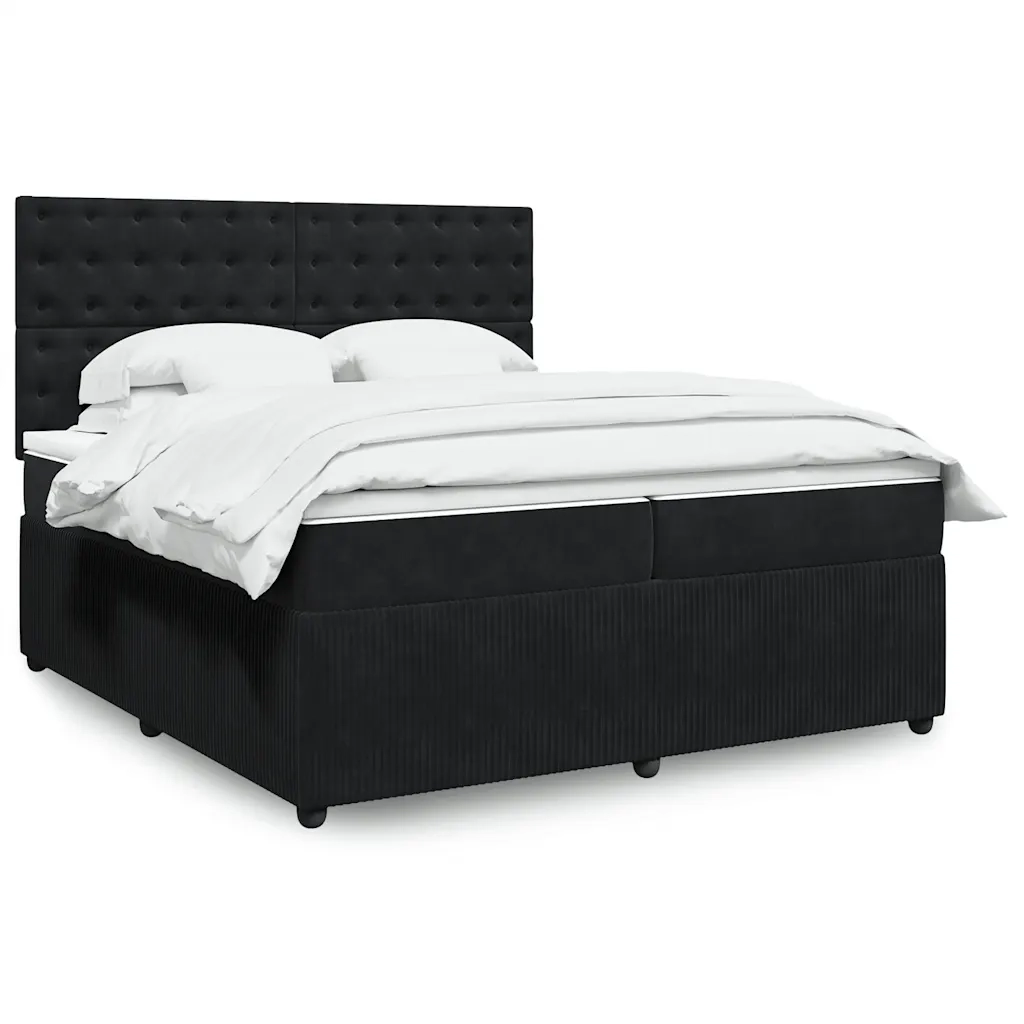 vidaXL Giroletto a Molle con Materasso Nero 200x200 cm in Velluto
