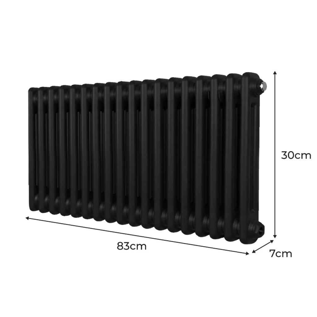 Termosifone Radiatore a 2 colonne per riscaldamento centralizzato orizzontale Nero 30x83cm