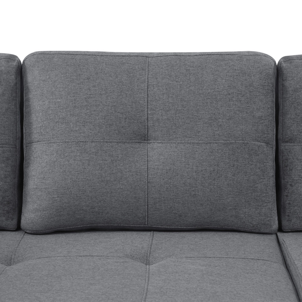 SOFÀ L-Forma Modulare Letto Estraibile 211x136x87 cm Grigio Lino