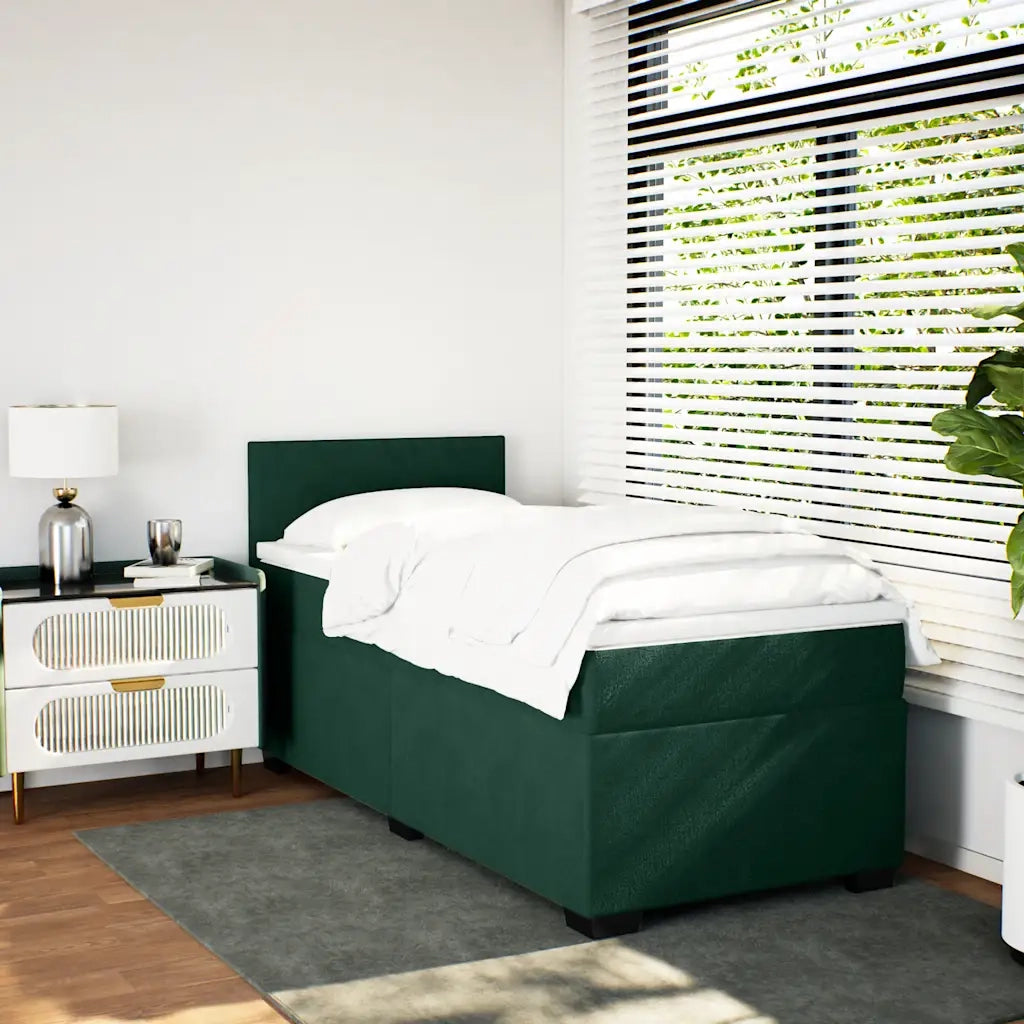 Giroletto a Molle con Materasso Verde Scuro 90x200 cm Velluto 3286207