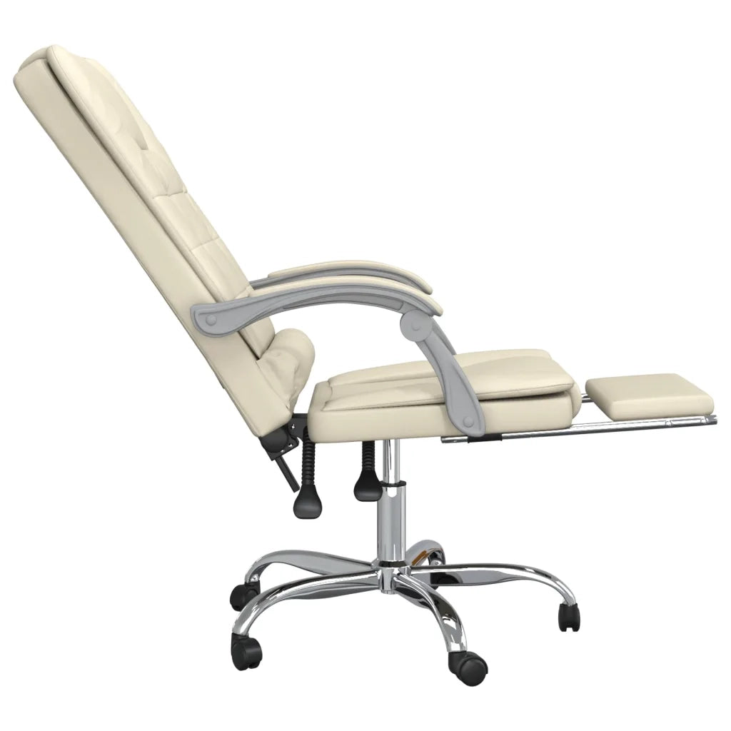Poltrona da Ufficio Massaggiante | Sedia Relax Reclinabile Crema Similpelle