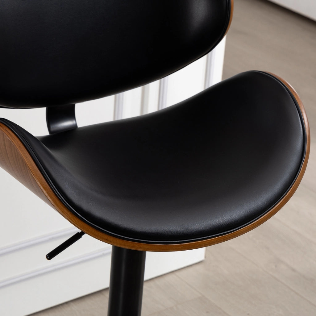Sgabello da bar girevole regolabile in altezza con schienale ergonomico e poggiapiedi in pu nero