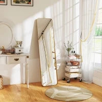 Specchio da Terra 40x160cm Rettangolare a Figura Intera con Cavalletto Autoportante, Oro