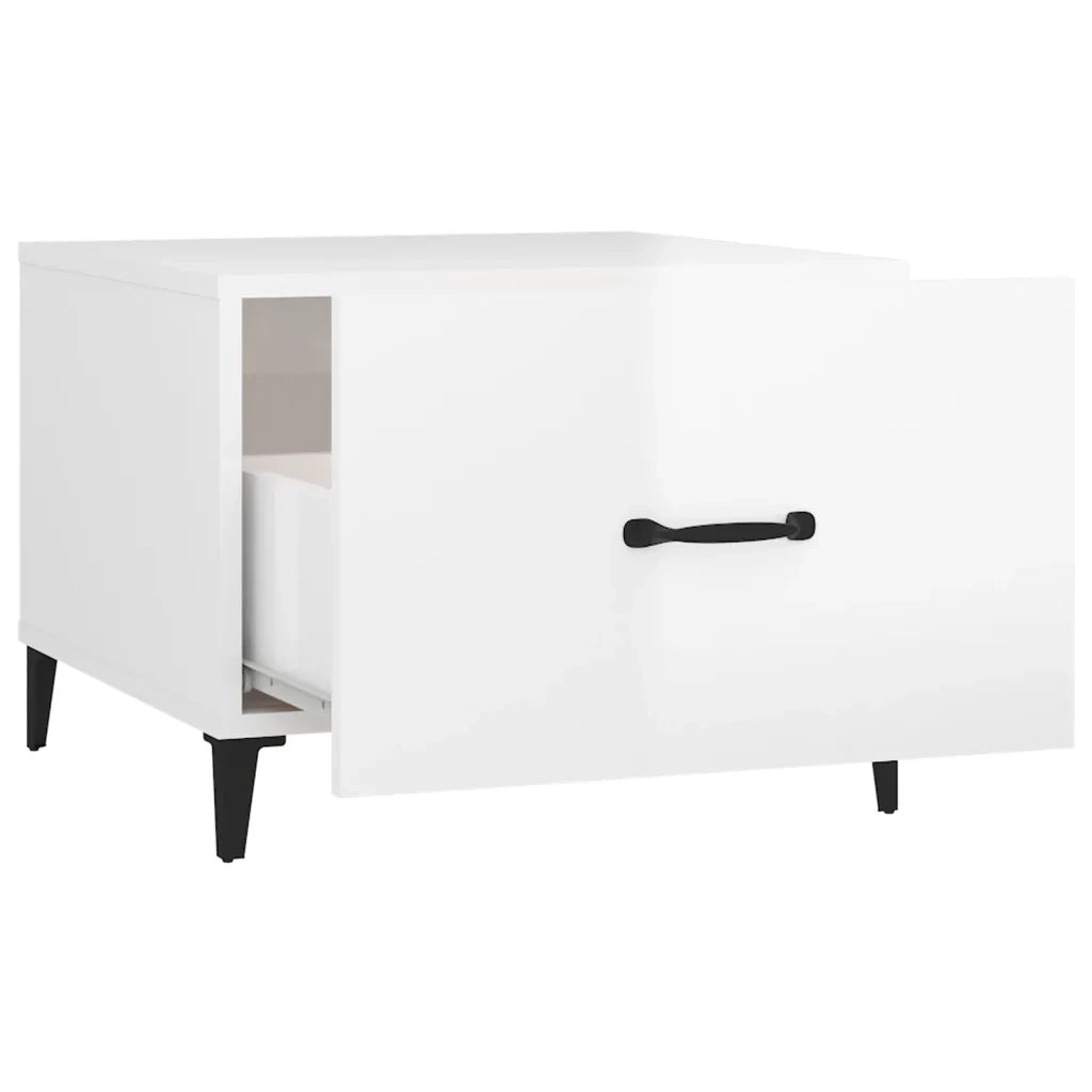 Tavolino salotto | Tavolino da caff¨¨ | Tavolino da Soggiorno con Gambe in Metallo Bianco Lucido 50x50x40cm