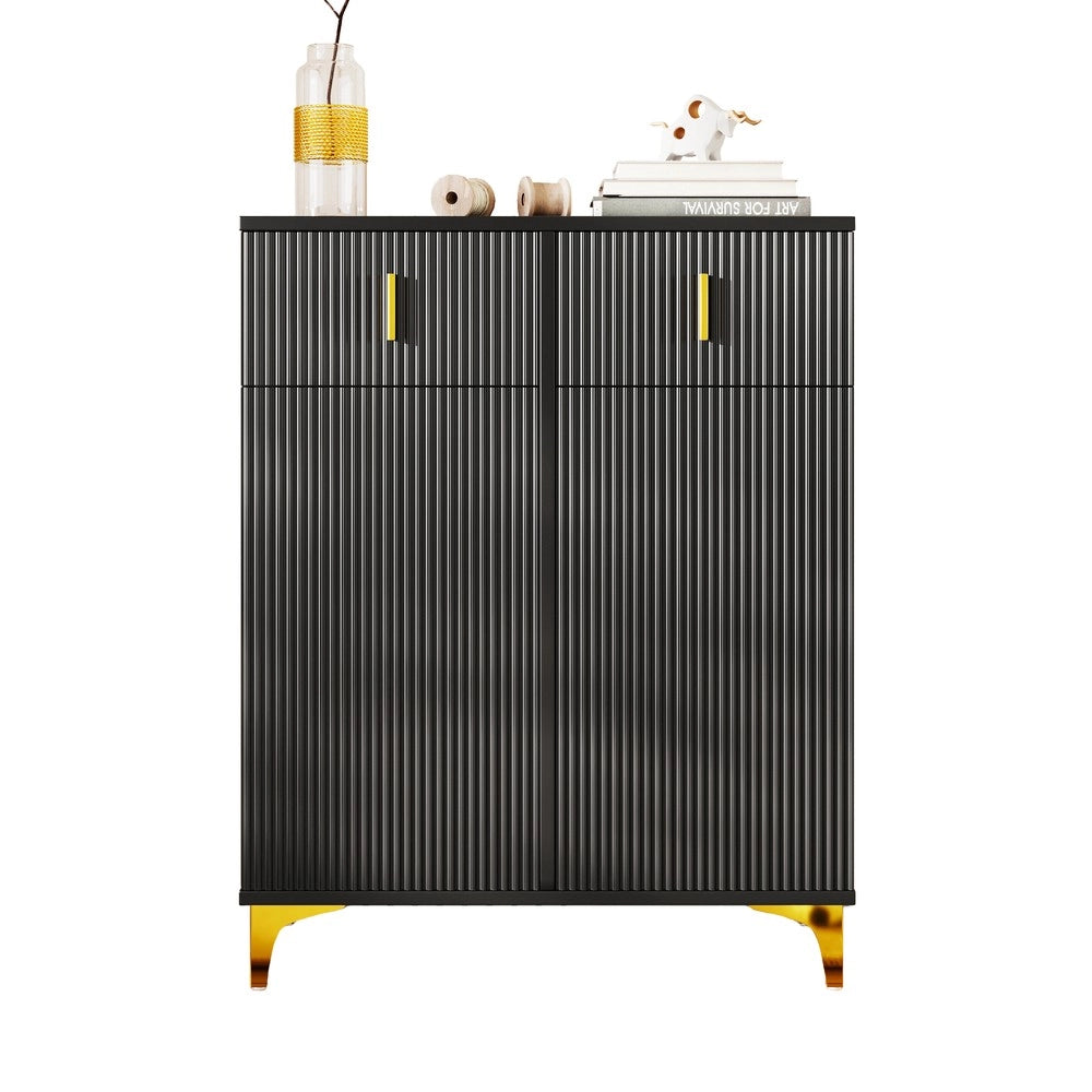 Madia Scarpiera con Cassetti e Ripiani Regolabili ¨C MINIMAL ¨C Bianco/Oro