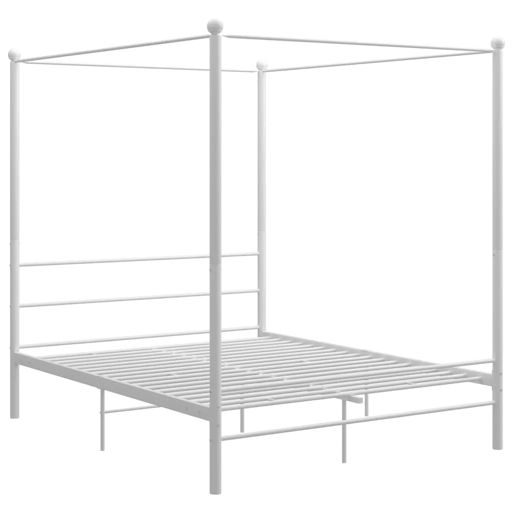Letto matrimoniale | Letto per adulti | Letto a Baldacchino Bianco in Metallo 160x200 cm