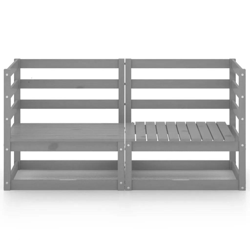 Divano da Giardino a 2 Posti-Sofa da Giardino-Divano da esterno Grigio in Legno Massello di Pino 476699
