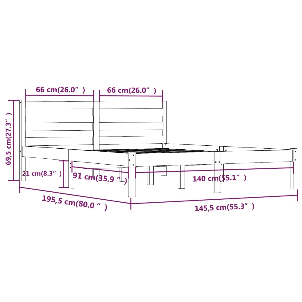 Giroletto-Struttura Letto in Legno Massello di Pino 140x190 cm 867831