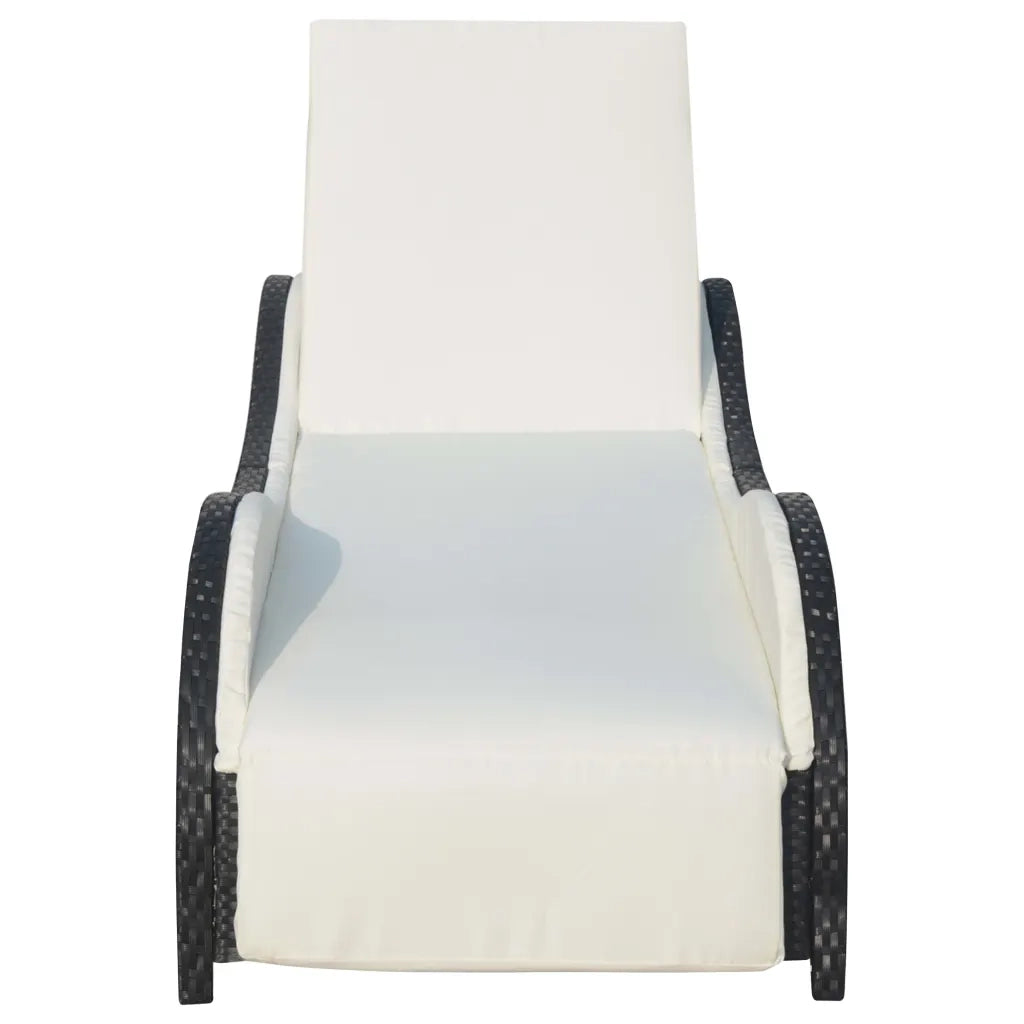 Lettino Prendisole | Sdraio da giardino | Lettino da sole con Cuscino in Polyrattan Nero