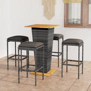 Set da Bar da Giardino 5 pz con Cuscini in Polyrattan Grigio 3064851