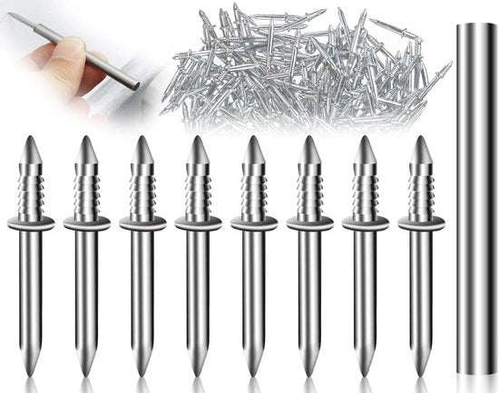 Nageli per piastrelle senza segni con filo di fissaggio a doppia testa - 100 pezzi (compreso attrezzo di guida) per piastrelle senza segni
