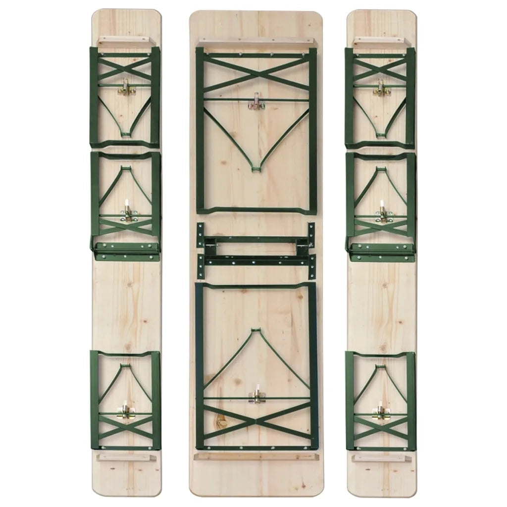 Tavolo da Birreria Pieghevole 2 Panche 220 cm Legno di Abete