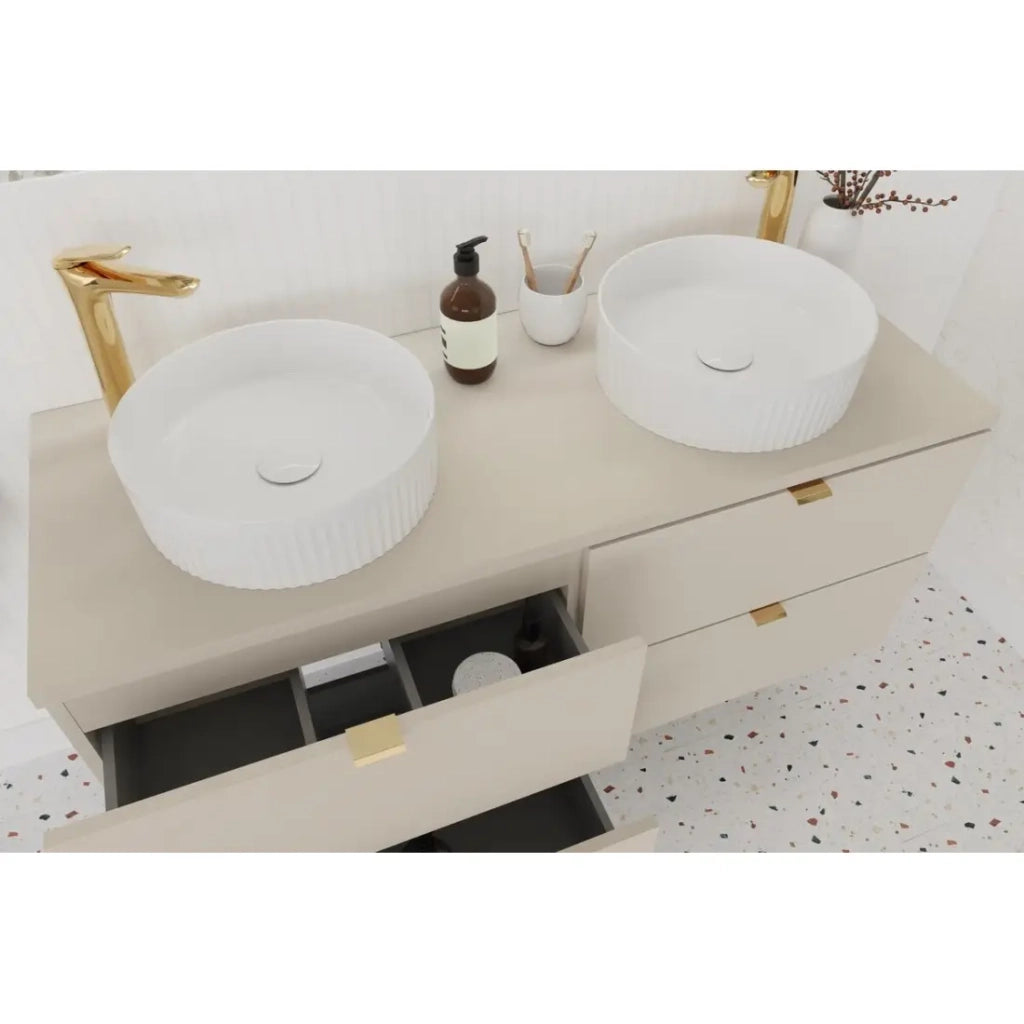 Lavabo da appoggio rotondo 36 cm in ceramica bianca lucida