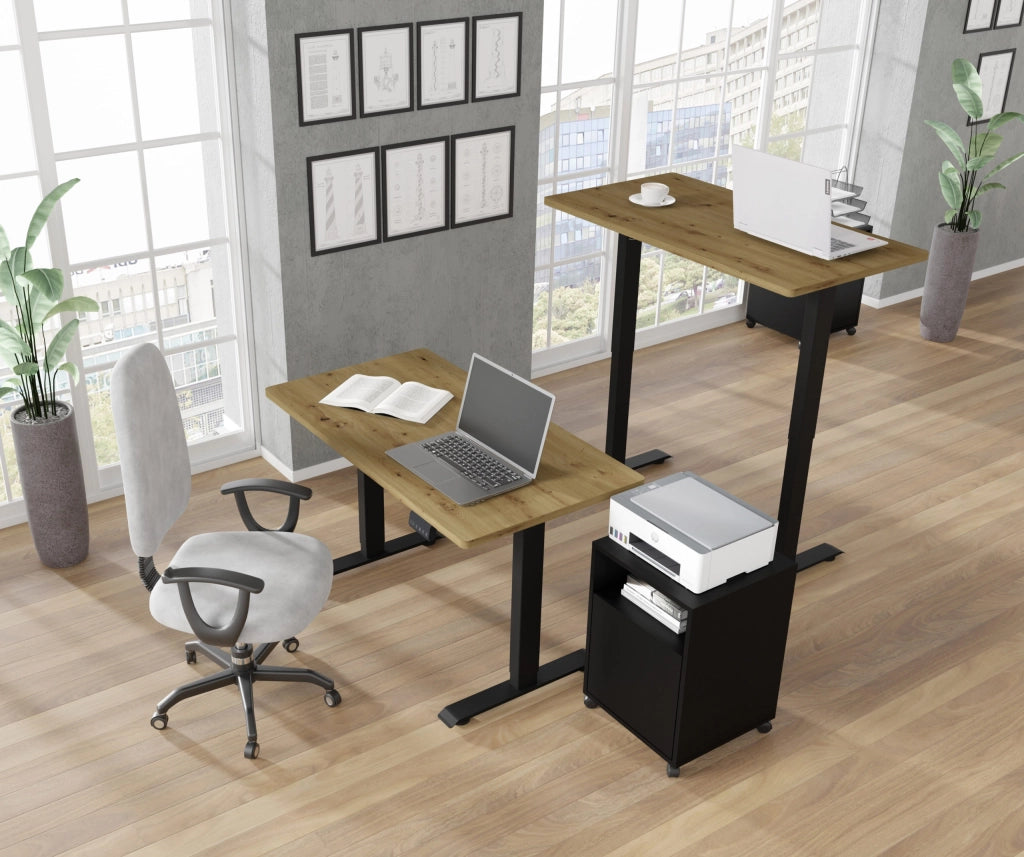 SCRIVANIA BIMOTION 1S NERO OPACO ROVERE ARTIGIANALE 120x65