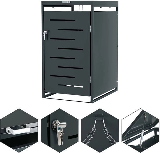 Scatola per rifiuti in acciaio inox per 120L e 240L, conversione esterna con valvola di gas e ventilazione