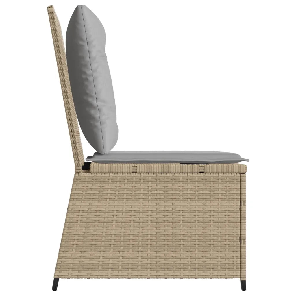 Divano Reclinabile da Giardino con Cuscini Beige in Polyrattan 368976