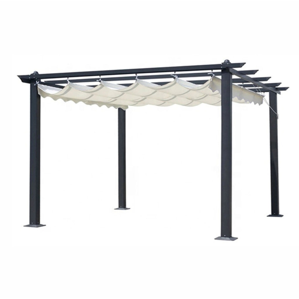 GAZEBO PERGOLA ZENONE 3X4M GRIGIO CON TELO BIANCO
