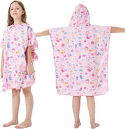 Poncho in microfibra per bambini con cappuccio per nuotare, andare in campeggio, fare il bagno