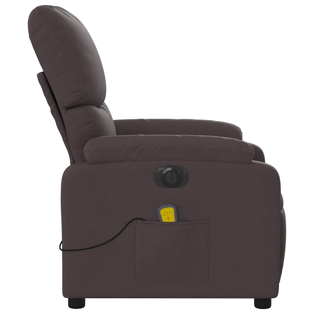 Divano Sedia-Poltrona Massaggio Reclinabile Elettrica Marrone Scuro Tessuto 369404