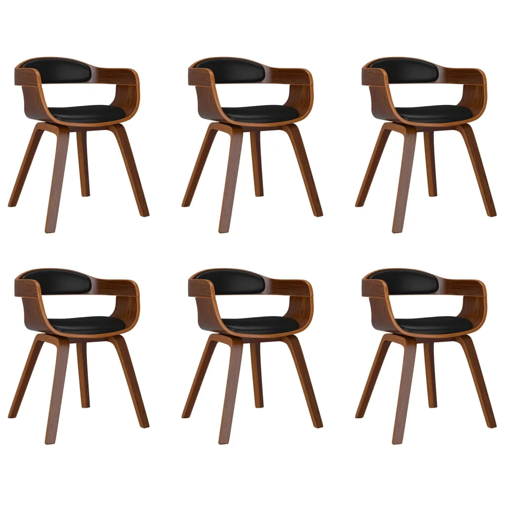 Sedie da Pranzo 6 pz Nere in Legno Curvato e Similpelle cod mxl 28157