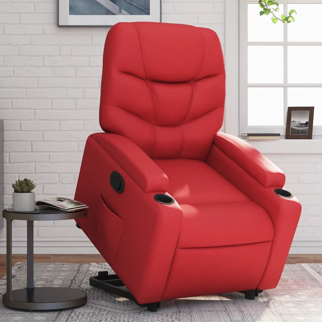 Poltrona | Sedia Relax Alzapersona Reclinabile Rosso in Similpelle