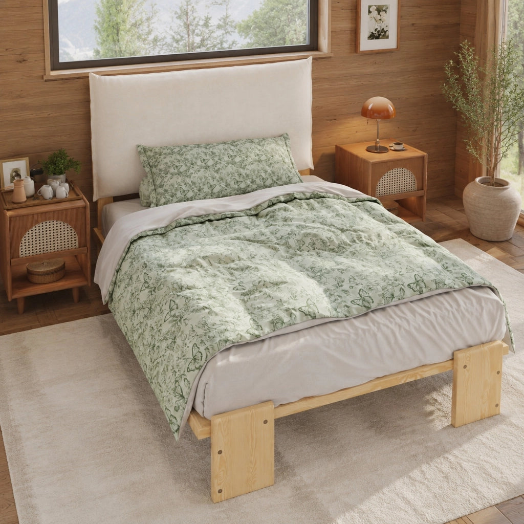 Letto imbottito singolo 90x200 cm naturale con schienale e doghe