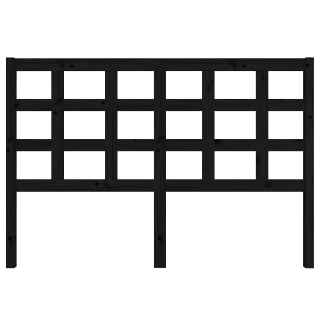 Testiera per Letto Nera 145,5x4x100cm in Legno Massello di Pino 817894