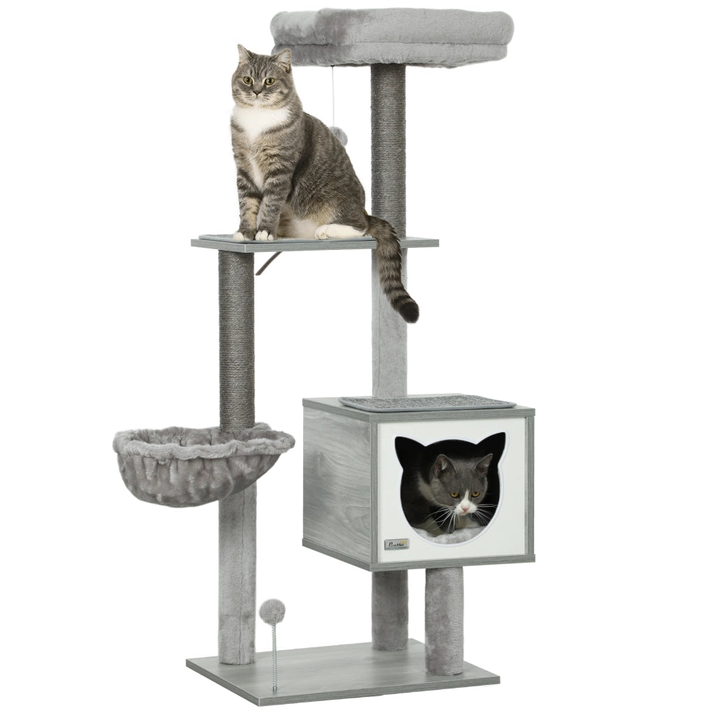 Arbre ¨¤ chat con griffoir, nicchia e amaca ¨C zephmum ¨C 48x40x126cm grigio