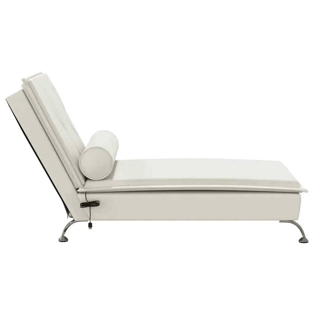Chaise Longue Massaggi con Cuscino a Rullo Crema in Velluto 379457